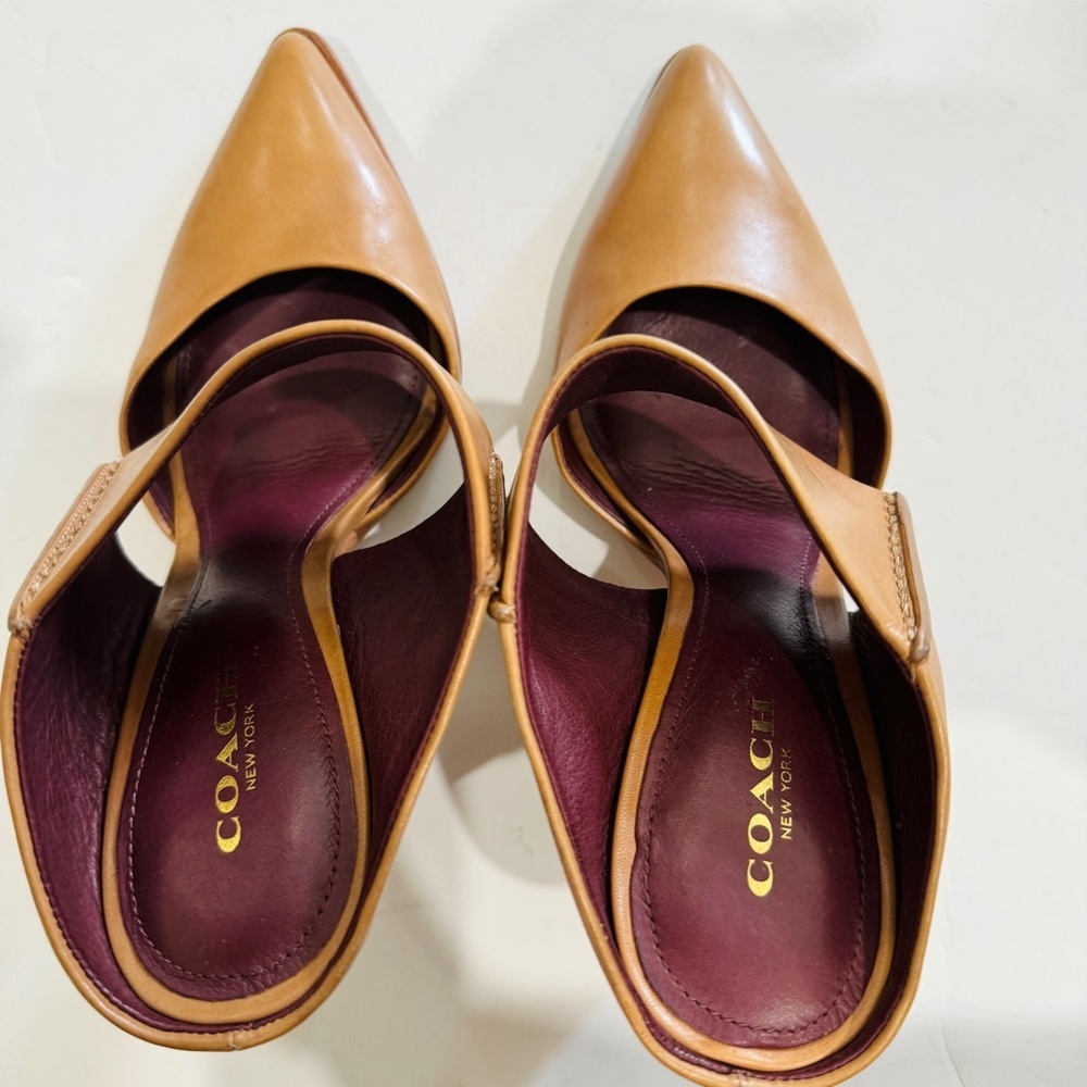 Coach tan leather wooden heels EUC - Picture 12 of 15